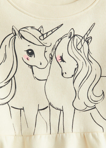 H&M свитшот единорог айвори кэжуал хлопок, футер