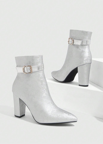 Серебряные демисезонная ботильоны SHEIN