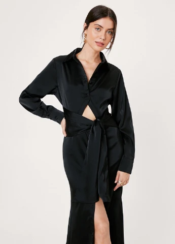 Чорна кежуал cукня сукня-сорочка Nasty Gal однотонна