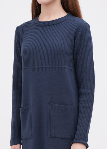 Темно-синее кэжуал платье платье-свитер EQUILIBRI однотонное