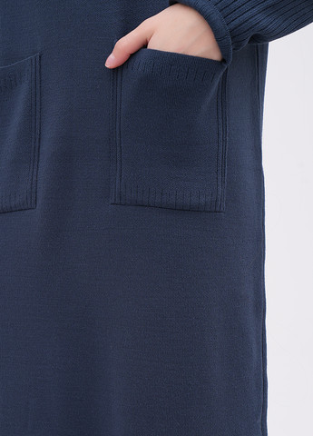 Темно-синее кэжуал платье платье-свитер EQUILIBRI однотонное