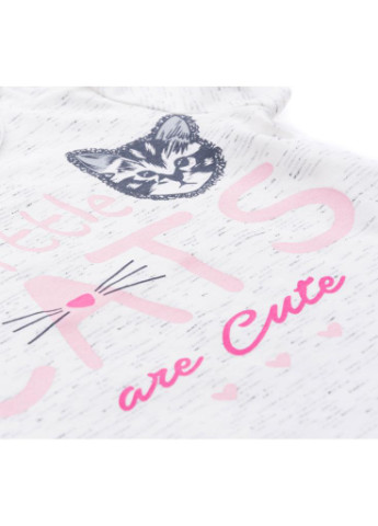 Серый летний костюм десткий футболка с котиком и штанишки с кармашками (8983-86g-cream) Breeze
