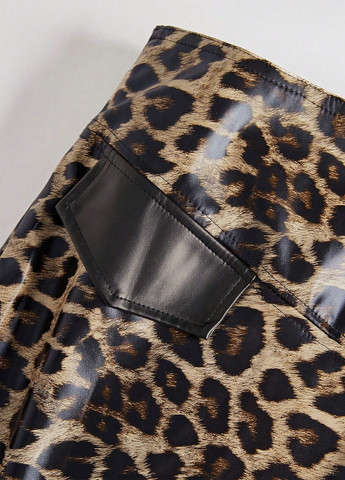 Коричневая кэжуал леопардовая юбка SHEIN карандаш