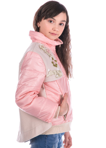 Рожева демісезонна дитяча демісезонна куртка-пальто квіти Zabavka