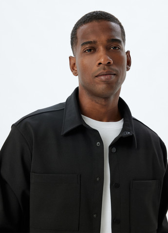 Черная кэжуал рубашка однотонная KOTON