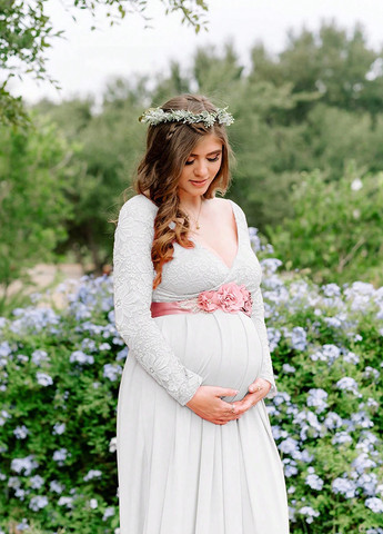 Білий святковий сукня для вагітних на запах, в стилі армпір SHEIN однотонна