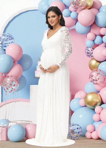 Білий святковий сукня для вагітних на запах, в стилі армпір SHEIN однотонна