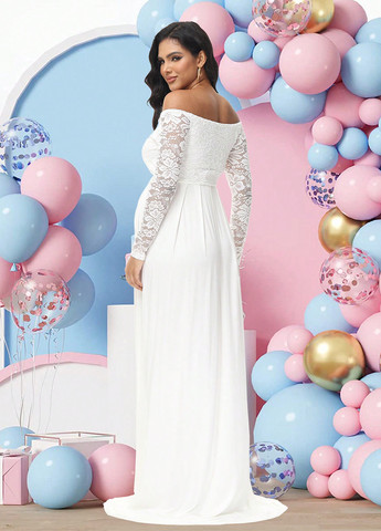 Білий святковий сукня для вагітних на запах, в стилі армпір SHEIN однотонна