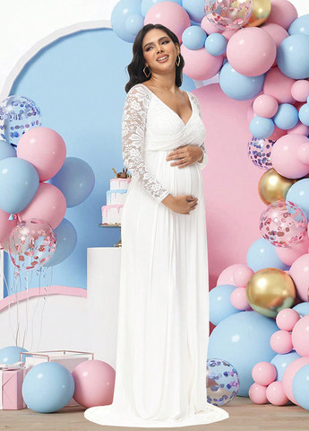 Білий святковий сукня для вагітних на запах, в стилі армпір SHEIN однотонна