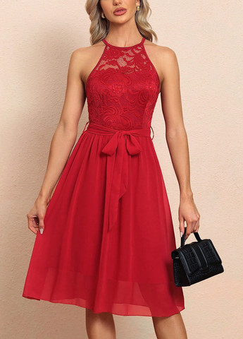 Красное вечернее платье SHEIN однотонное