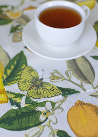 Скатерть с тефлоновым покрытием "Лимон" 2.4м х 1.5м + 8 салфеток Homedec - (253268580)