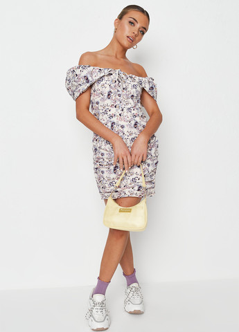 Комбинированное кэжуал платье с открытыми плечами Missguided с цветочным принтом