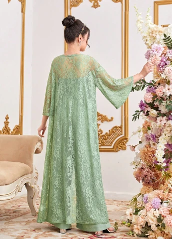 Фисташковый летний комплект (кардиган, комбинезон) SHEIN