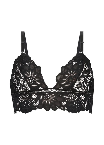 Чёрный бралетт бюстгальтер Hunkemoller без косточек полиамид, кружево