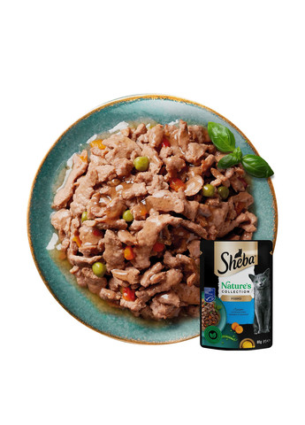 Влажный корм тунец/овощи/лен. масло в соусе, 85 г Sheba (317332420)