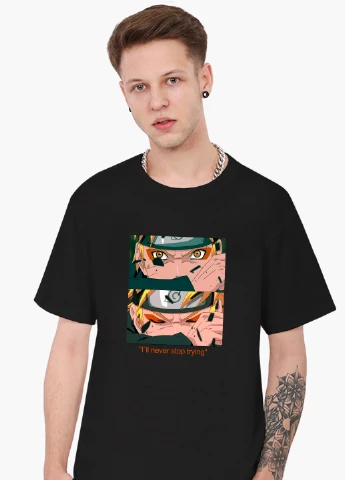 Черная футболка мужская наруто узумаки (naruto uzumaki) (9223-2816-1) MobiPrint