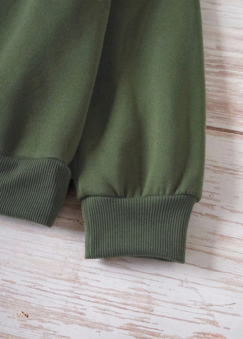 Хаки свитшот SHEIN рисунок без декора (364099825)