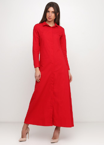 Красное кэжуал платье рубашка Made in Italy однотонное