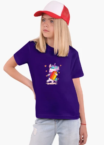 Фиолетовая демисезонная футболка детская лайк единорог (likee unicorn)(9224-1469) MobiPrint
