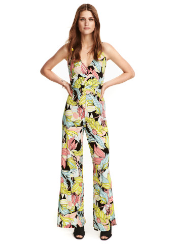 Комбінезон H&M комбінезон-брюки квітковий комбінований кежуал поліестер