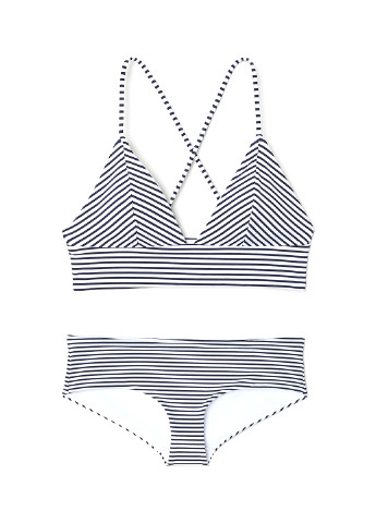 Темно-синій літній купальник (ліф, плавки) роздільний, топ H&M