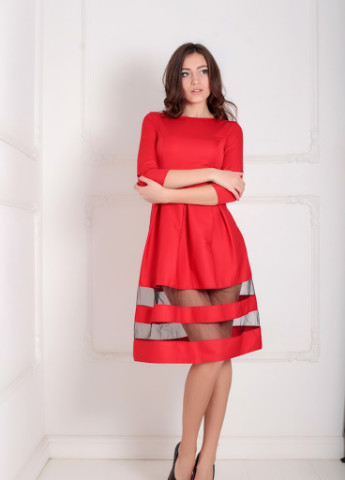Красное кэжуал женское платье подіум tionna Podium однотонное