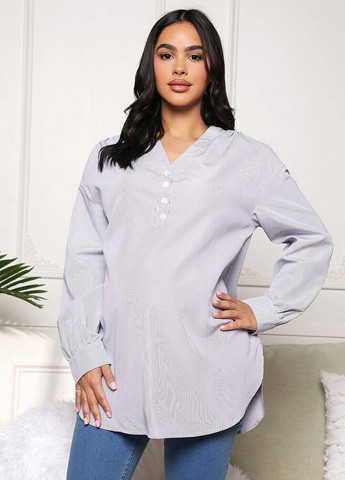 Сиреневая кэжуал рубашка в полоску SHEIN