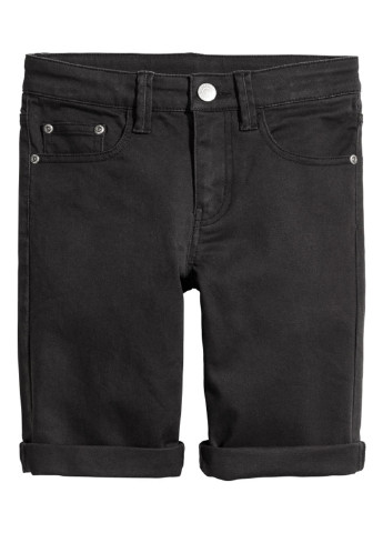 Шорты H&M однотонные чёрные джинсовые хлопок