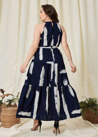 Темно-синя кежуал сукня кльош SHEIN з абстрактним візерунком