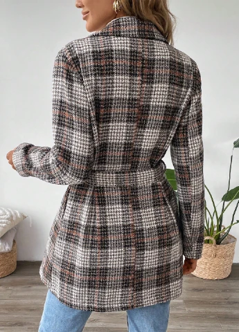 Коричневое демисезонное Пальто однобортное SHEIN