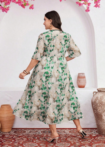 Комбінована кежуал сукня на запах SHEIN з квітковим принтом