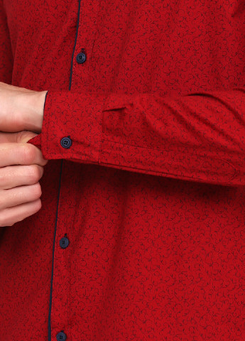 Сорочка JP з довгим рукавом абстрактна темно-червона кежуал