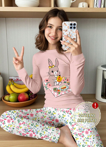 Комбінована всесезон піжама (лонгслів, легінси) лонгслів + легінси SHEIN