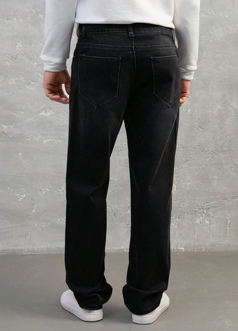 Черные демисезонные прямые джинсы SHEIN