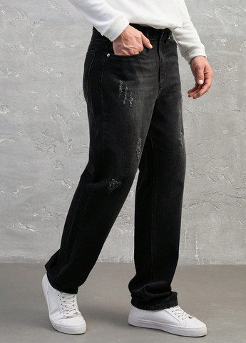 Черные демисезонные прямые джинсы SHEIN