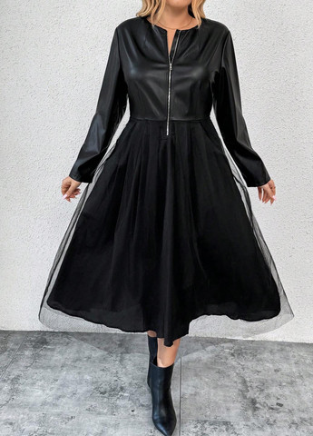 Чорна кежуал сукня кльош SHEIN однотонна