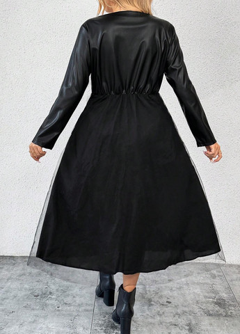 Чорна кежуал сукня кльош SHEIN однотонна