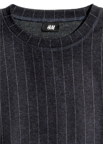 Темно-синий свитшот H&M полоска без декора (250302224)