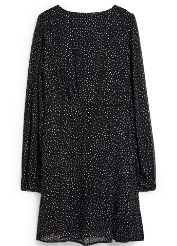 Черное кэжуал платье а-силуэт C&A в горошек