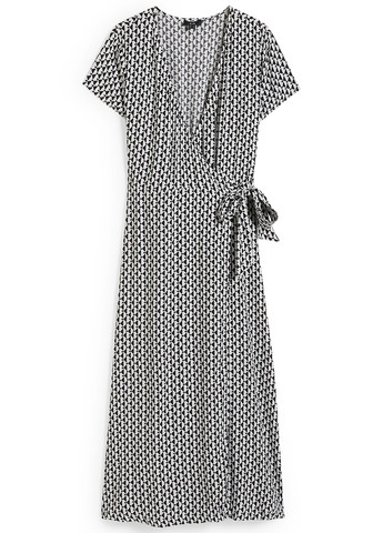 Чорно-білий кежуал сукня на запах C&A з геометричним візерунком