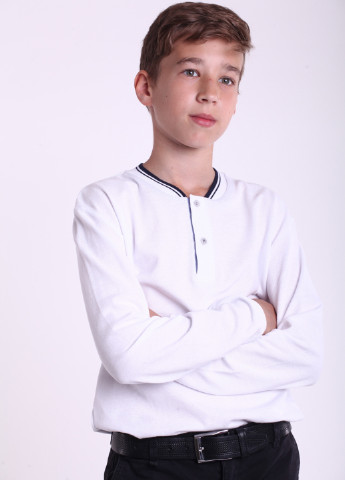 Белая детская футболка-поло для мальчика DiMax