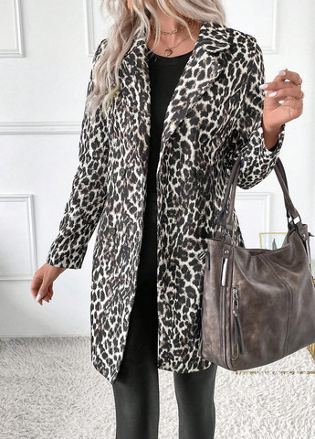 Комбинированное демисезонное Пальто двубортное SHEIN