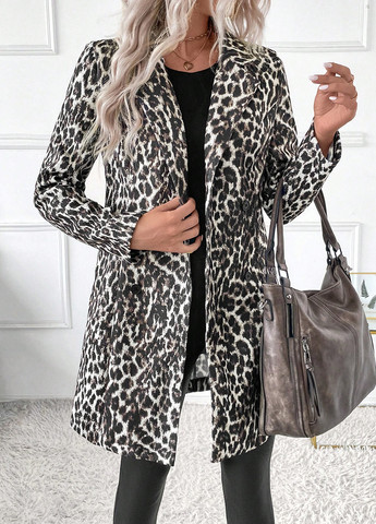 Комбинированное демисезонное Пальто двубортное SHEIN