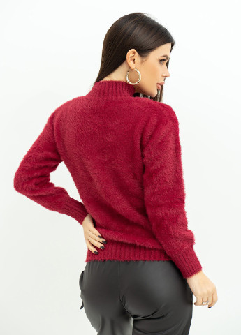 Бордовый зимний свитер женский ISSA PLUS WN20-376