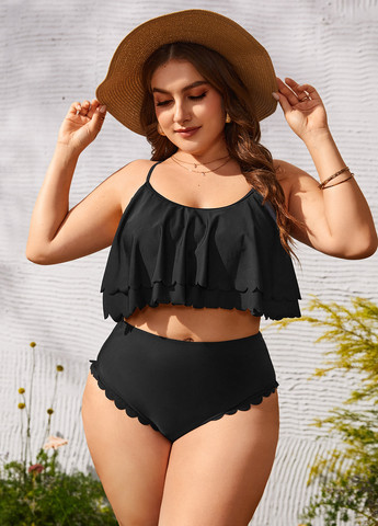 Чорний літній купальник (ліф, трусики) топ, роздільний SHEIN