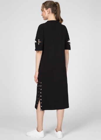 Черное кэжуал платье платье-футболка Preppy с надписью