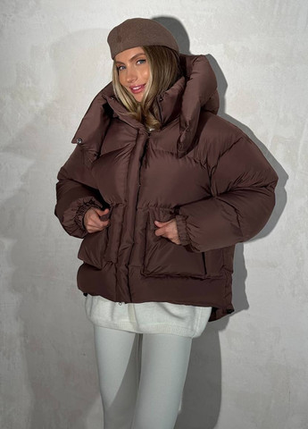 Коричневый зимний Пуховик No Brand