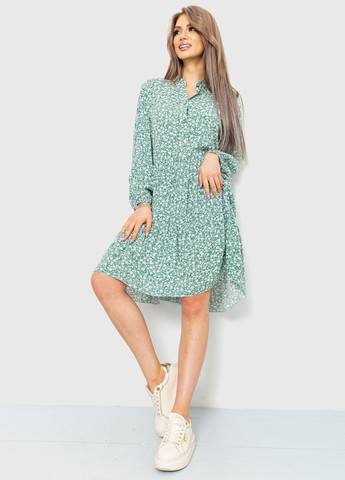 Зеленое кэжуал платье рубашка, клеш Ager с цветочным принтом