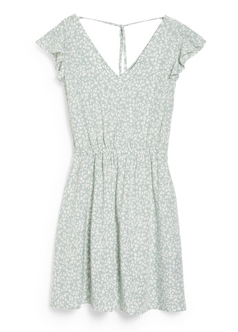 Мятное кэжуал платье клеш C&A леопардовый