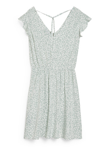 Мятное кэжуал платье клеш C&A леопардовый